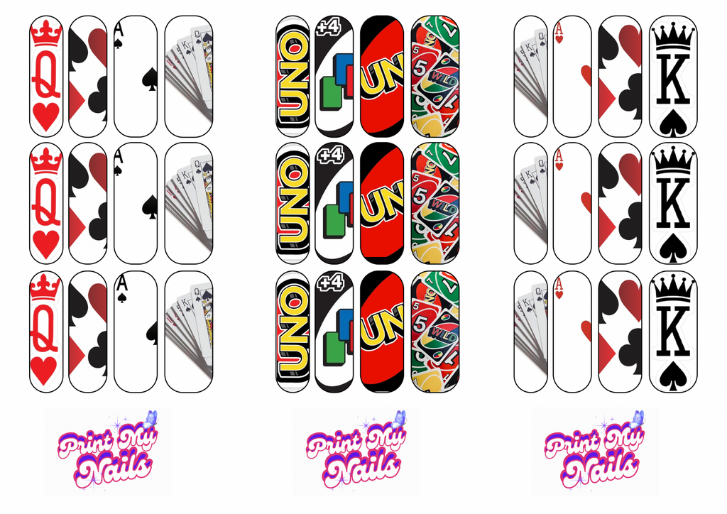 High Stakes Card Game Waterslide Nail Decals | Playing Card & Party Night Nail Art