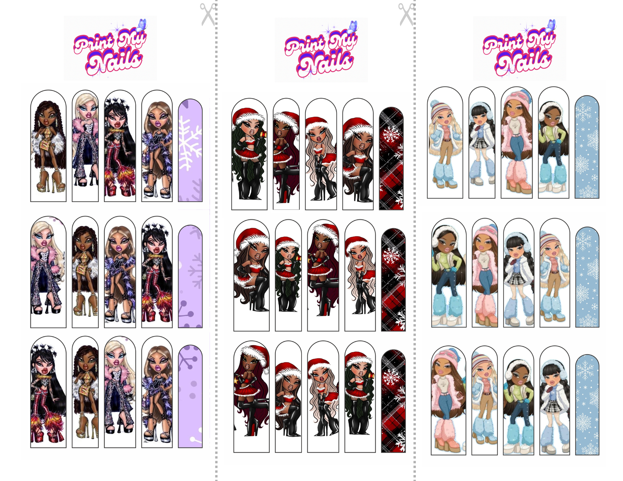 Holiday Glam Doll Waterslide Nail Decals